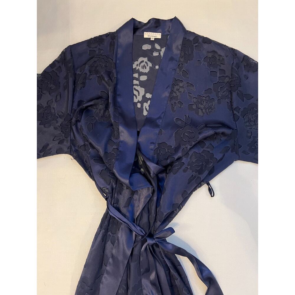El Corte Ingles Robe Women's Size G‎ Blue Nightgown Floral Peignoir Lingerie VTG